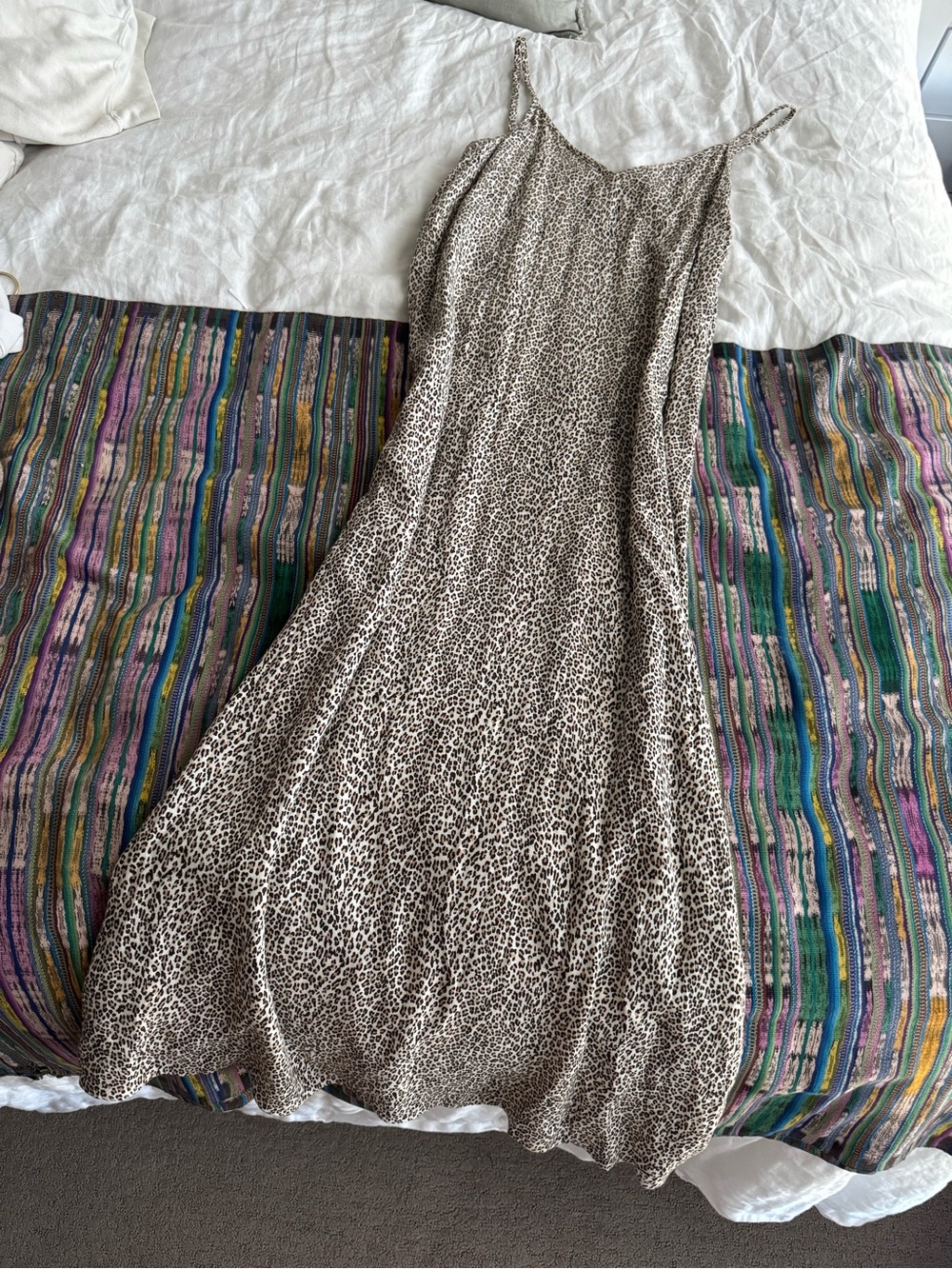 Jenni Kayne Beige and Black Leopard Print Slip Dress